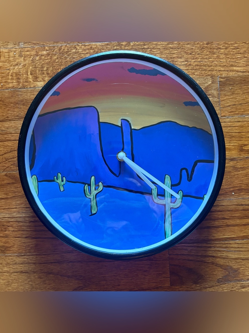 Desert Sunset Wall Clock - Blue & Green
